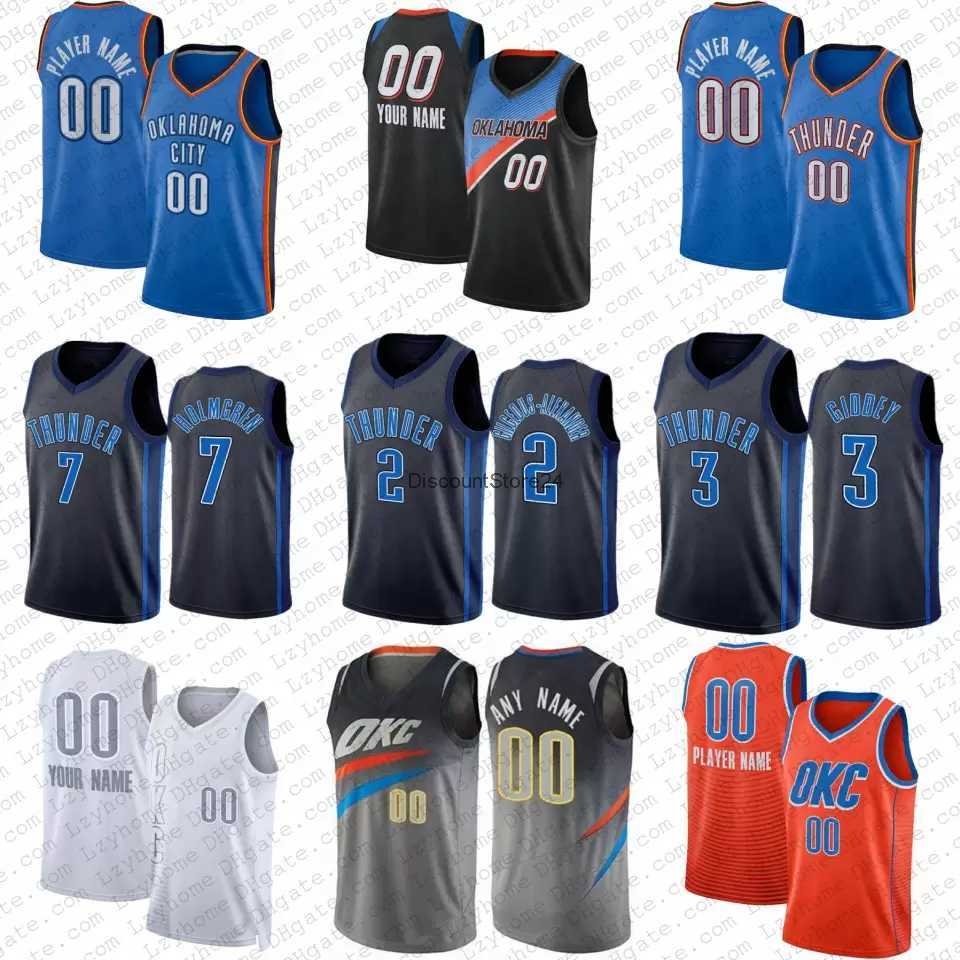 

Basketball Jerseys 7 Chet Holmgren Shai GilgeousAlexander Josh Giddey Custom Luguentz Dort Oklahomas City OKC Thunders Jersey Ru''NBA''Basketball Jerseys, Mens3