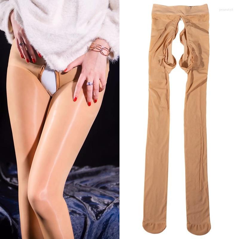 

Women Socks Gothic Punk Zipper Adjustable Pantyhose 8D Oil Shiny Nylon Tights Sexy Ultra Thin Transparent Stockings Elastic Underwear, Black