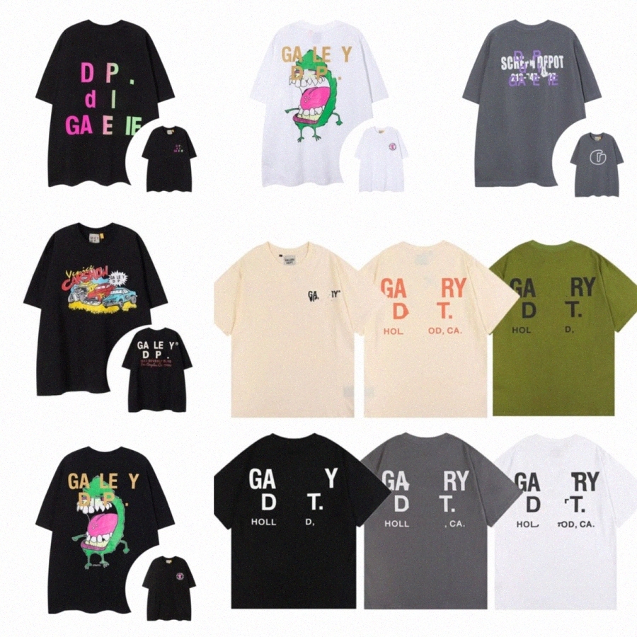 

2023 Women&Men's T-shirts Designer Galleries Depts Shirt Alphabet Print Trendy Trend Basic Casual Fashion Loose Short T-shirt Half Sleeve TeeS Green White And Pink, 36
