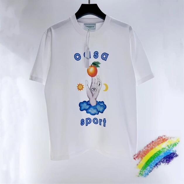 

2023ss T Shirt Men Women 1 Quality Loose Orange Print Short Sleeve Top Tees, White
