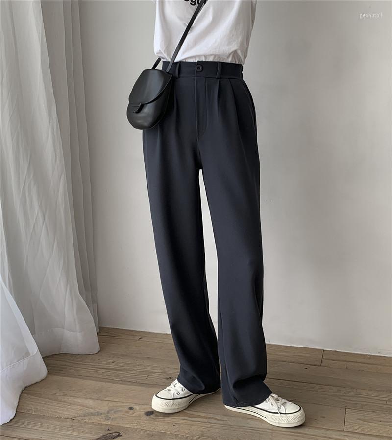 

Women' Pants Wide-legged Female High Waist Thin Draping Section Of The Spring And Summer Loose Straight Suit Dragging, Black