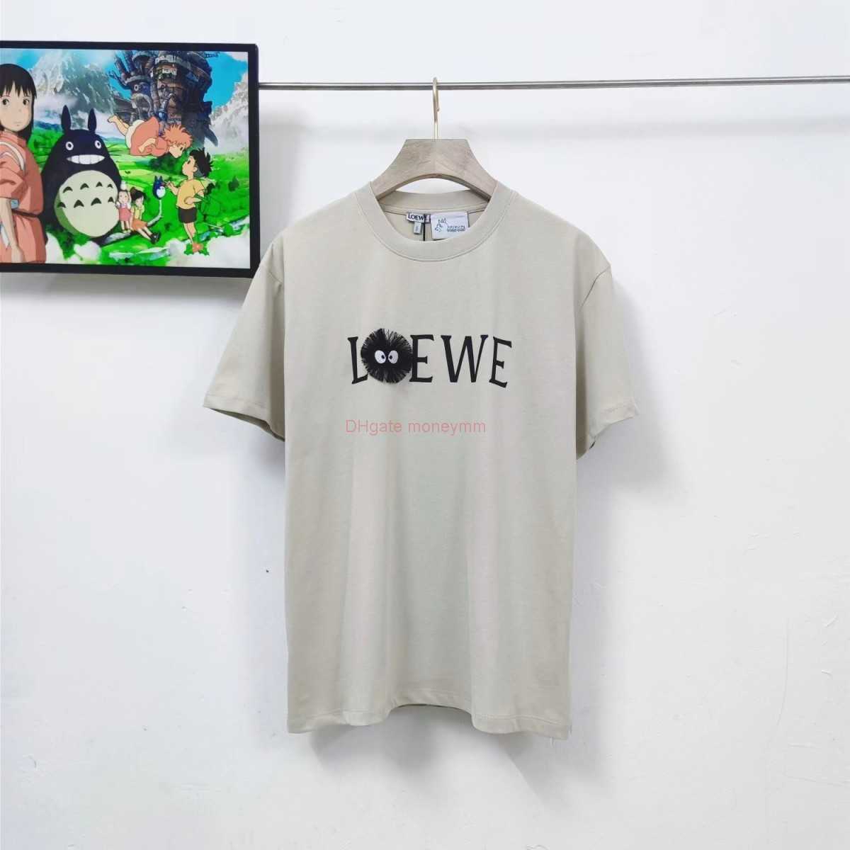 

Designer Fashion Clothing Tees Tshirts Loewe 23 Summer New Short Sleeve Tshirt Loose and Casual Versatile Dragon Cat Simple Korean Edition Couple Round Neck Top Luxu, Beige apricot l16#