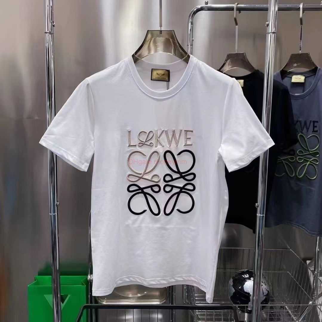

Designer Fashion Clothing Tees Tshirts High Edition Big Brother Yuan Qin Zhiyuan Same Style Men and Women Loewe Letter Embroidery Tshirt Salt Series Luxury Casual St, White