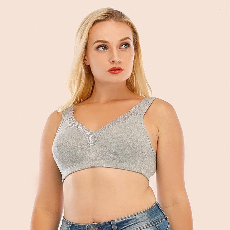

Bras For Women Large Plus Size Ladies Cotton Bra Wire Free Seamless Summer Push Up Wireless Home Sleep Lingerie Bralette E F, Gray