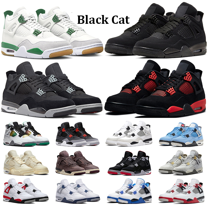 

Basketball shoes 4s black cat 4 White Oreo sports shoes for man sneakers University Blue women shoe Cool Grey Thunder Cement Classic style sneakers, 18