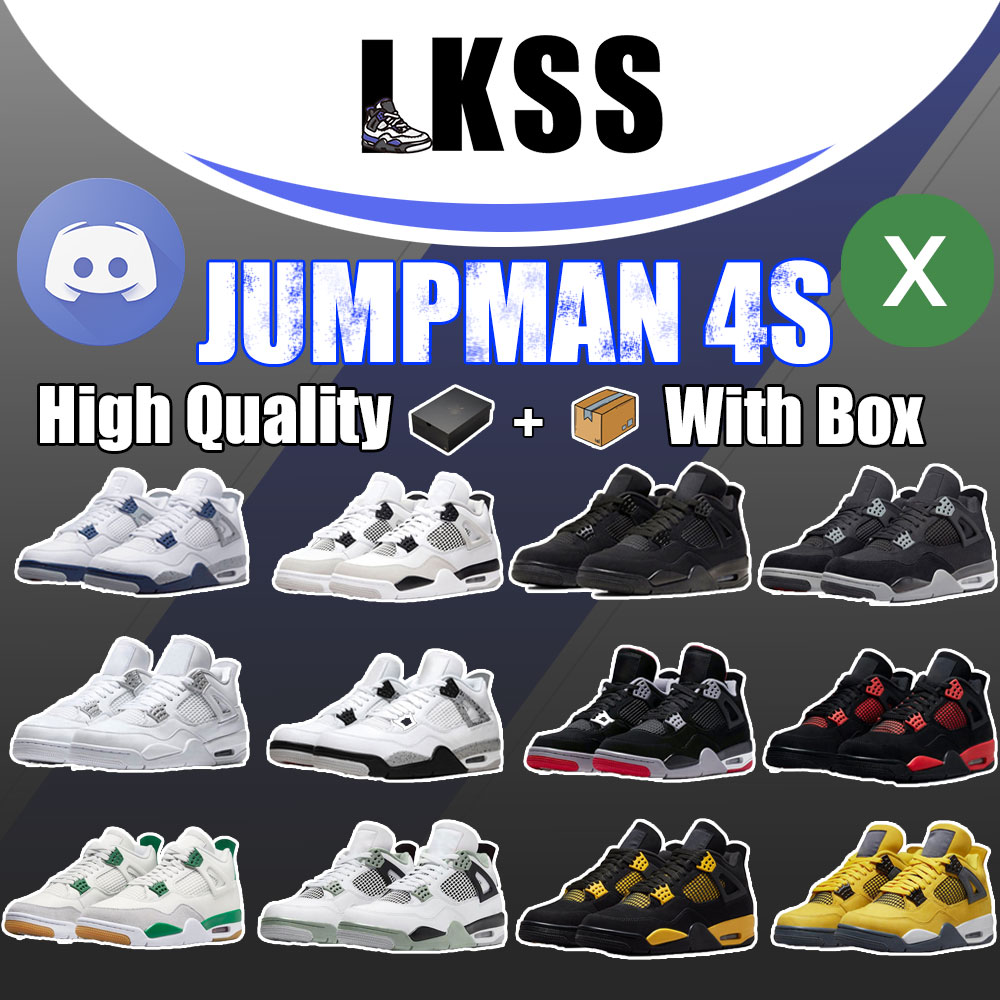 

LKSS Jumpman 4 4s Black Cat Shoes Midnight Navy Military Blue Black Fire Red Red Blue Thunder Cool Grey Metallic Lighting Whiter Cement Bred Oreo Pure Money Sea Foam, 21