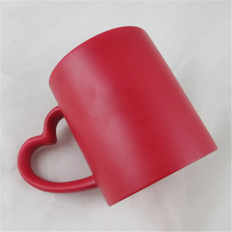 Sublimation Ceramic Matte Mugs Hot Water Change Color Mugs Heart Handles DIY Custom Print LOGO Photo Text Creative Valentines Gift FY5662 ss0118