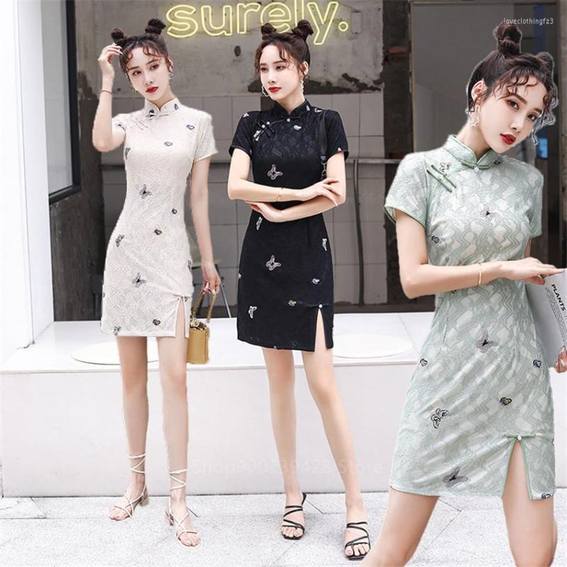 

Ethnic Clothing Chinese Traditional Qipao Dress Women Fashion Butterfly Embroidery Cheongsam Vestidos Vintage Elegant Wedding Party
