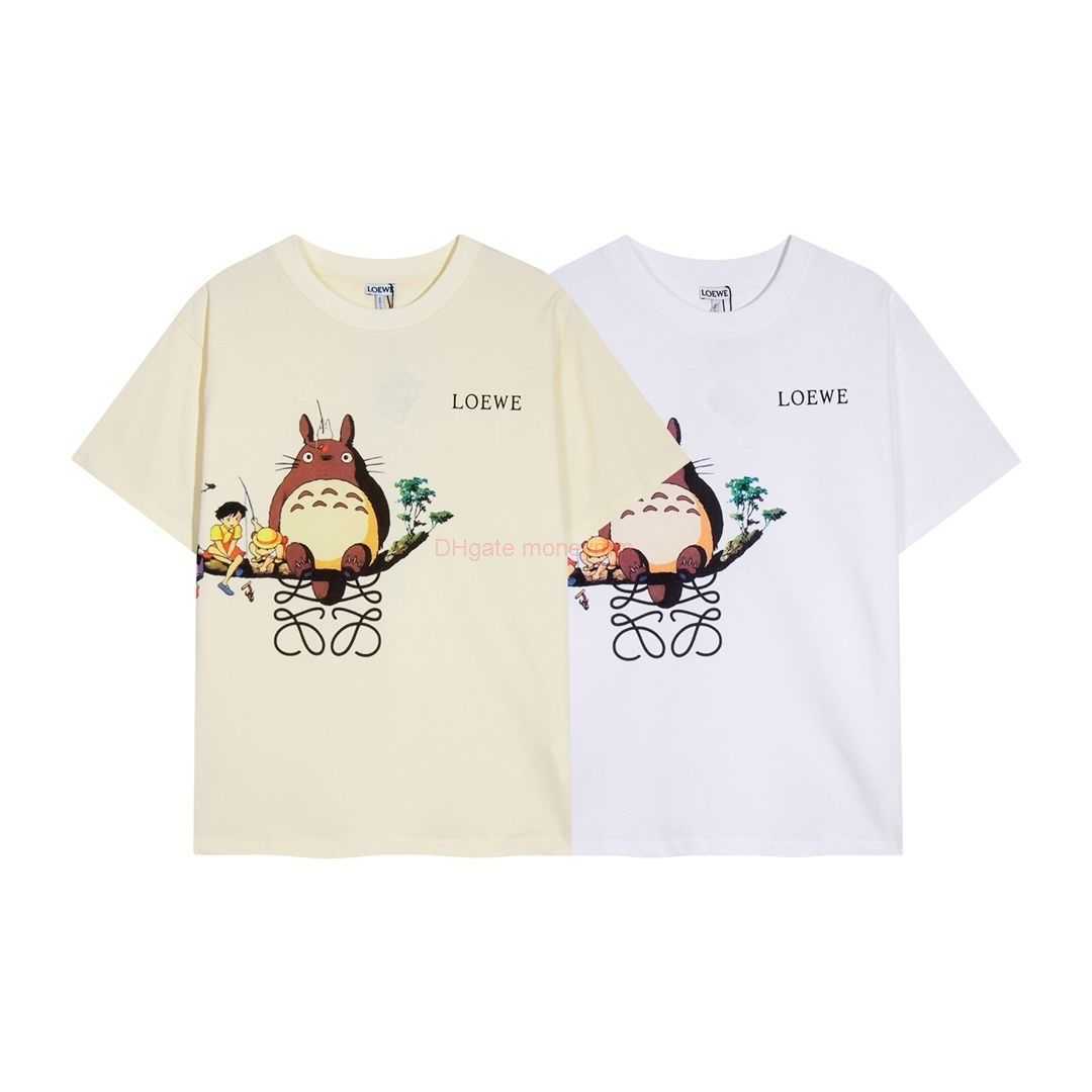 

Designer Fashion Clothing Tees Tshirts Loewe 2023 New Luo Yi Wei Long Cat Miyazaki Hayao Pure Cotton Loose Fit Short Sleeve Tshirt Summer New Couple Wear Luxury Casual, White (shoulder drop loose version)