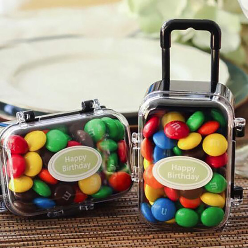 

Gift Wrap 12pcs Mini Rolling Travel Suitcase Box Wedding Favors Party Candy Kids Party Favors Box Baby Shower 230609