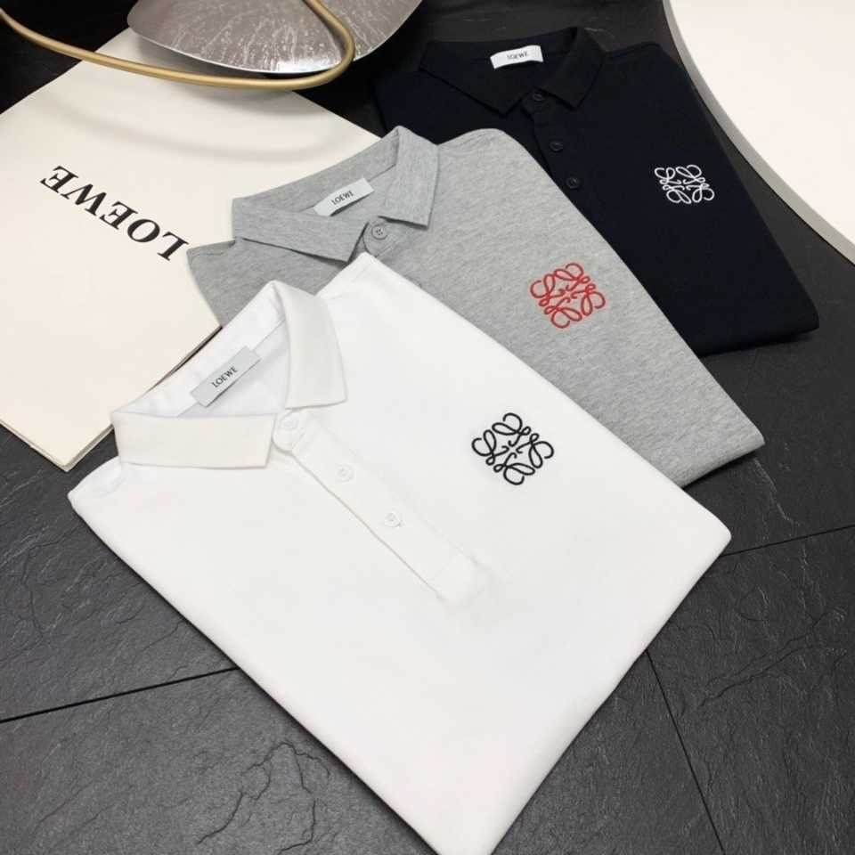 

Designer Fashion Clothing Mens Tees Polos Tshirts Loewe Embroidered Mens Polo Summer New Icon Lapel Mens Casual Short Sleeved Tshirt Polo Shirt Luxury Casual Tops St, White