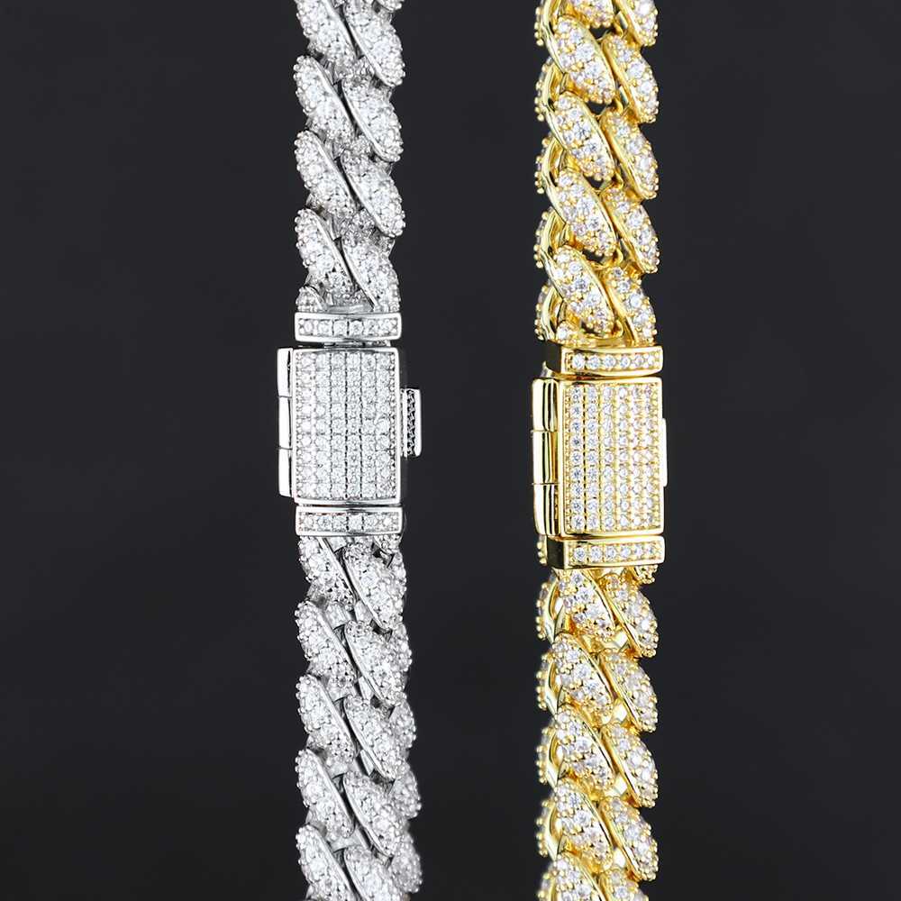 

8mm Prong Cuban Link Chain Iced Out Pass Diamond Tester Vvs Moissanite 925 Sterling Silver Necklace