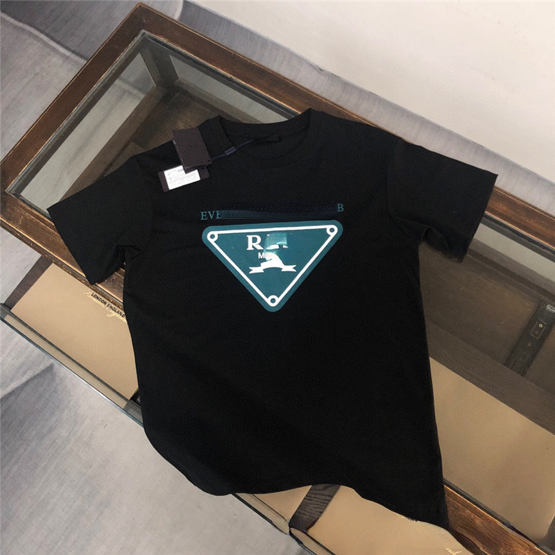 2023 Spring and Summer New Couple P Triangle Letter Logo Round Neck Short Sleeve T-shirt Men's and Women's Tops-image-875618396