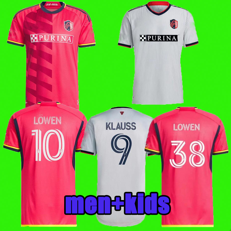 

2023 2024 St. L ouis City SOCCER JERSEYS MLS HOME Away st Louis''RED' SC white NILSSON KLAUSS 9 NELSON GIOACCHINI VASSILEV BELL PIDRO FOOTBALL SHIRT Mens kids kit