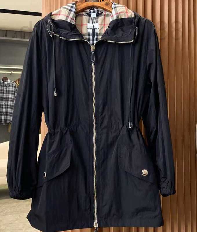 

designer B Shop Boutique Spring and Autumn New Collection Belt Hooded Coat Casual Plaid Jacket Trench for Women YKCD, Black10