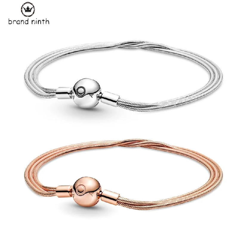 

Authentic fit pandora bracelet charms bead Pendant Diy Rose Gold Moments Collection Multi Snake Chain Bracelet Gorgeous Charming