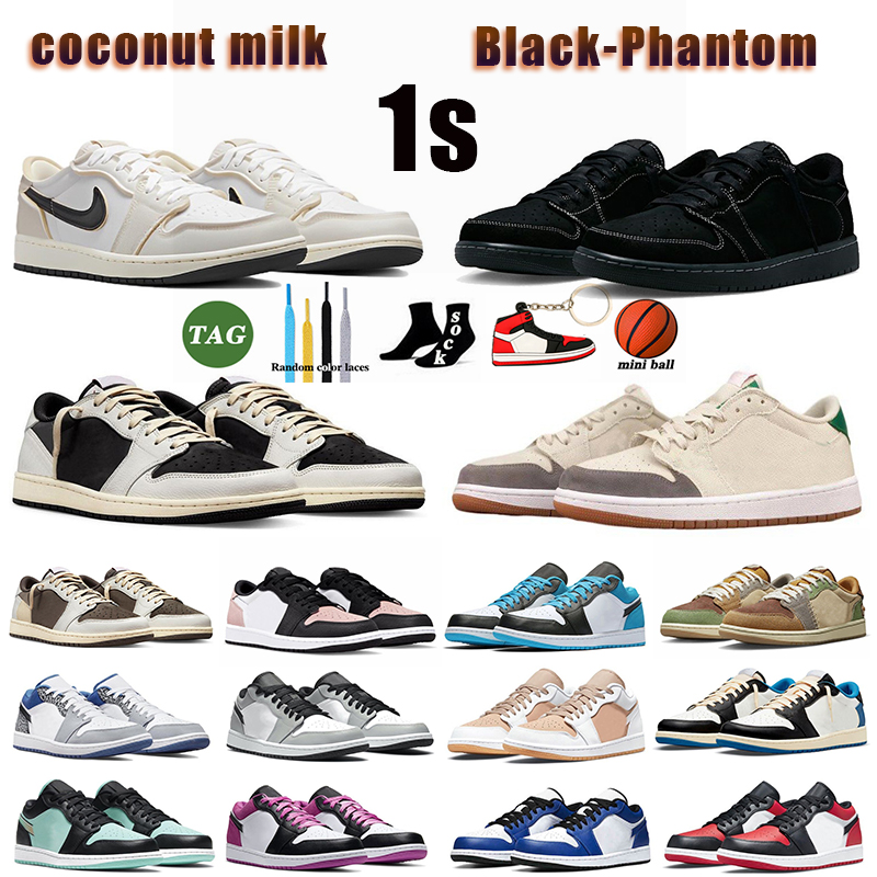 

designer shoes free shipping with box Basketball shoe jumpman 1 1s low mocha panda Black Phantom 1s voodoo jordor ssneakers j1 Coconut milk Blue women mens trainers, D-grey