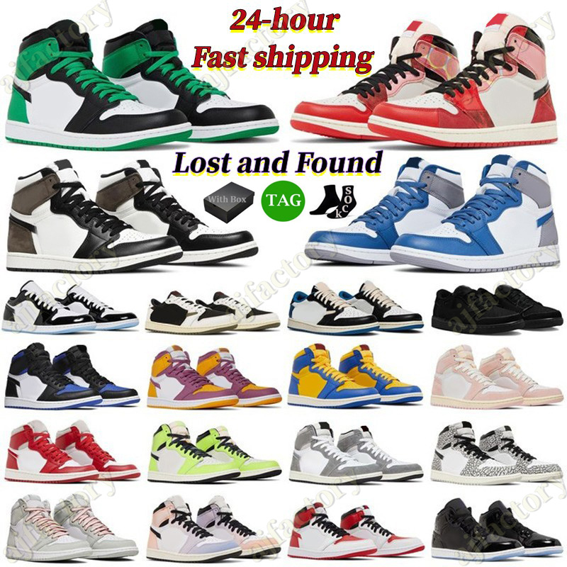 

With Box Jumpman 1 Basketball Shoes Men Women 1s low Olive Black Phantom Reverse Mocha Lost Found Spider Verse Bred Patent Lucky Green Mens Trainer Sport Sneakers, 17