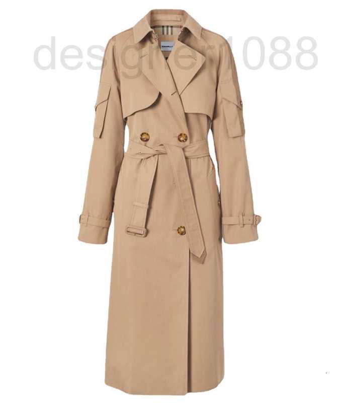 

designer B family counter early spring new product contrast color patchwork plaid lining double breasted mid length trench coat for women W02M, Khaki6
