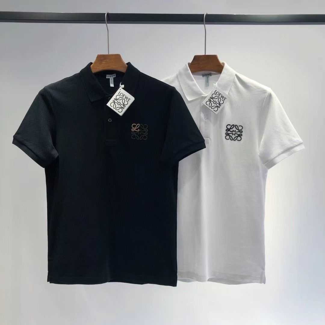 

Designer Fashion Clothing Mens Tees Polos Tshirts Loewe Summer New Luxury t Shirt Pearly Cotton White Double Embroidered Polo Shirt Loose Lapel Mens Half Sleeve Luxu