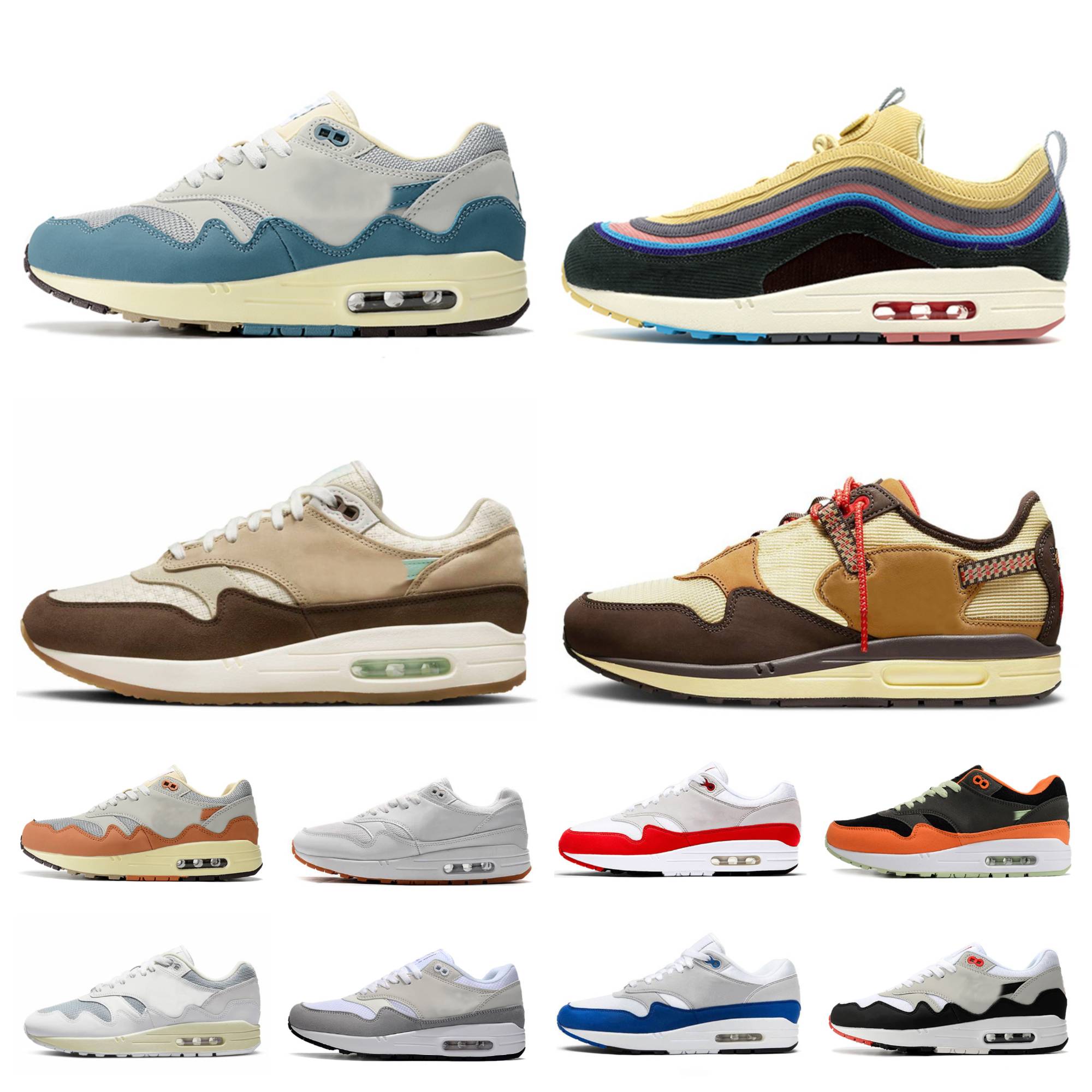 

Patta Waves Noise Aqua Monarch Maxes 1 Running Shoes Men Women Baroque Brown Sean Wotherspoon Big Bubble Sport Red Crepe Brown 87 1s Obsidian sports Designer Sneakers, Box
