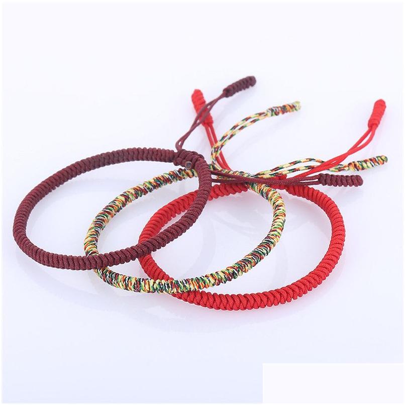 

Charm Bracelets Mti Color Tibetan Buddhist Good Lucky Braided Bangles For Women Men Handmade Knots Rope Drop Delivery Jewelry Dh4Zb