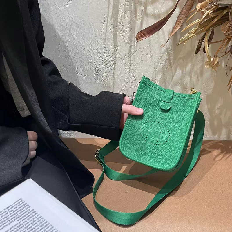 

Designer H Home bag Evelynn top layer Evelyns's cowhide lychee pattern men's and women's universal single shoulder crossbody genuine leather mobile phone mini IL0T