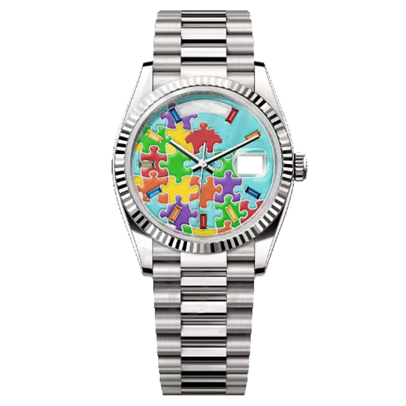 

Mens watch 8215 Movement watches Automatic Mechanical High quality and precision 41MM Stainless steel Waterproof 36MM Womens Wristwatch New puzzle pattern dial, C2