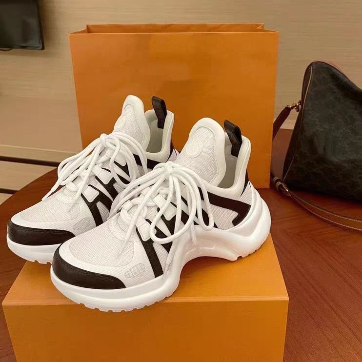

Design brand Archlight Casual Shoes B22 Women's high quality arch bare calf leather lace platform color block men's sneakers lace box, Color08