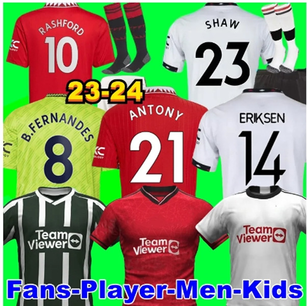 

Manchester 22/23/24 United SANCHO soccer jerseys Fans Player version Man UTD CASEMIRO FERNANDES RASHFORD 2023 2024 Weghorst ERIKSEN football shirt men kids kit, 23-24 remake player