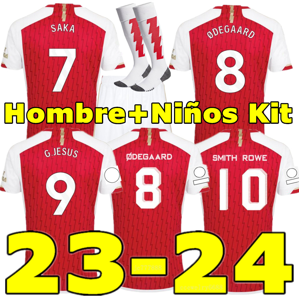 

SMITH ROWE G.JESUS SAKA soccer jerseys SALIBA 22 23 24 GOALKEEPER Player version ODEGAARD MARTINELLI JORGINHO NKETIAH 2023 2024 football kits shirt Men Kids set ArSeN, Home