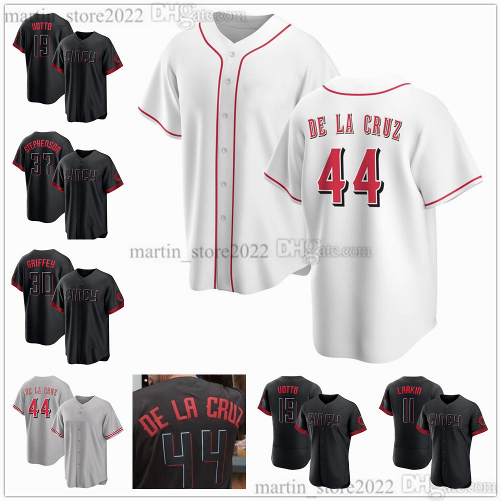 

Baseball Jersey 44 Elly De La Cruz 9 Matt McLain 6 Jonathan India 19 Joey Votto 37 Tyler Stephenson 21 Hunter Greene Barry Larkin Ken Griffey Jr Joe Morgan Men Women Youth, Gray (with team logo)