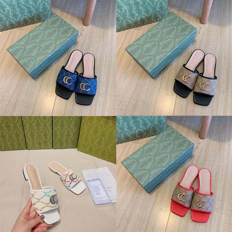 

top quality Casual Shoes Designer ladies flip-flops beach non-slip skateboarding shoes leisure slippers women's sandals flat gold buckle interlocking sandals., Green