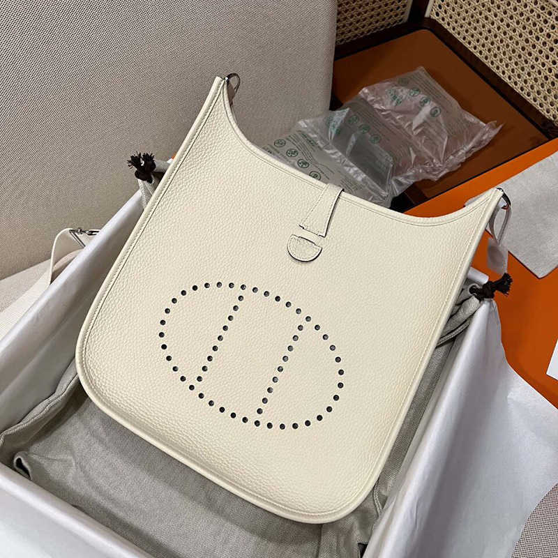 

Designer H Home bag Evelynn Spring new hollowed-out bucket cow leather Evelyns litchi for women's single-shoulder cross-body mobile phone women C1VO, 29cm