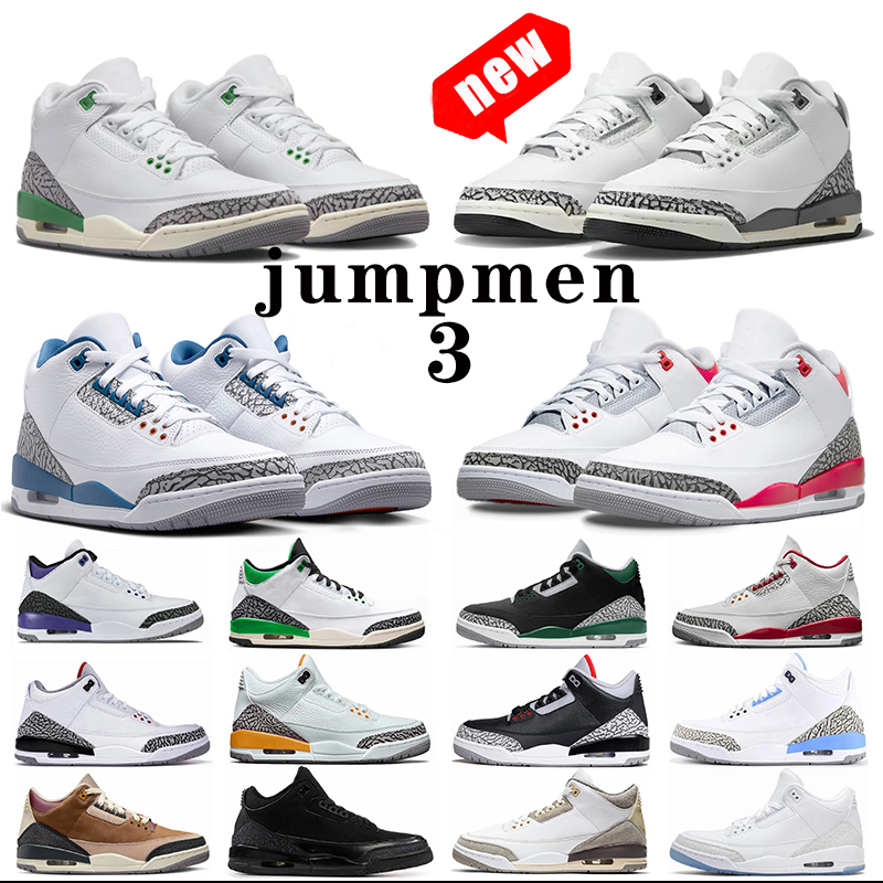 

Basketball Shoes with box 3 3s Wizards Hide N Men Women White Cement Black Cat Fire Red Dark Iris Desert Elephant Lucky Green Racer Blue Unc Cool Grey Mens Sneakers