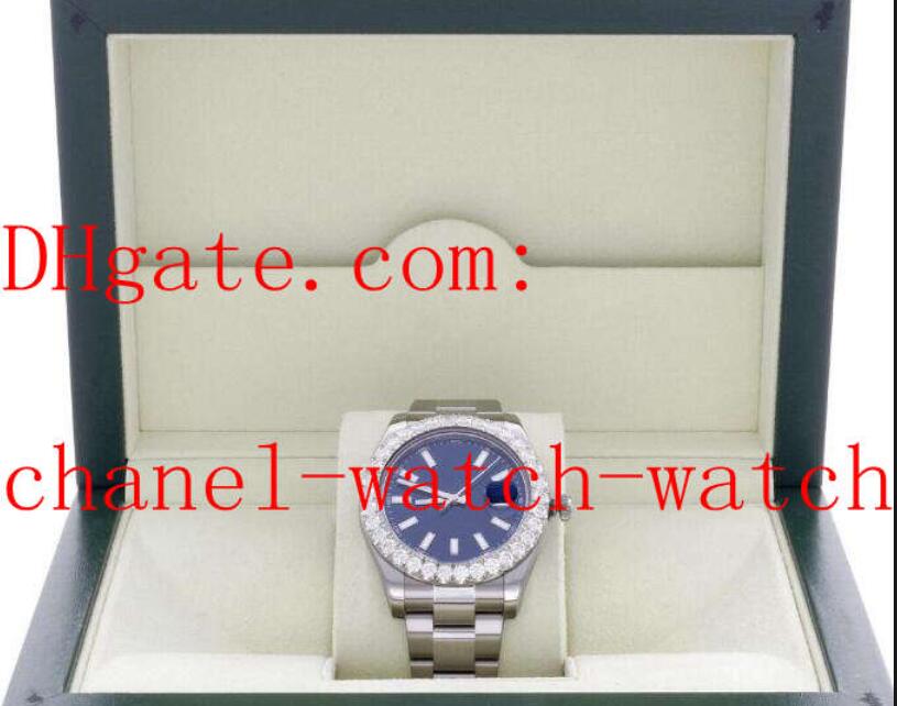 

High Quality Stainless steel Blue Dial Mens Watches 41mm Big Diamond 116300 Mechanical Automatic Movement Men's Wrist Watches With Box, Customize