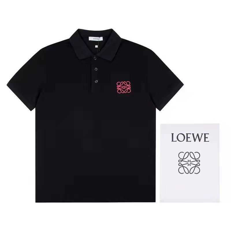 

Designer Fashion Clothing Mens Tees Polos Tshirts Short Sleeve Loewe Pure Cotton Round Neck Polo Shirt Embroidered Loose Men and Women Lovers Tshirt Fashionable Ver, Black