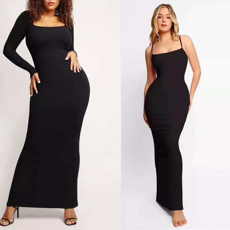 

Basic CasUAl Dresses 50 Off Shapewear Lounge Uneck Waist Sexy Package Hip Slimming Dress 230609, Orange sundress