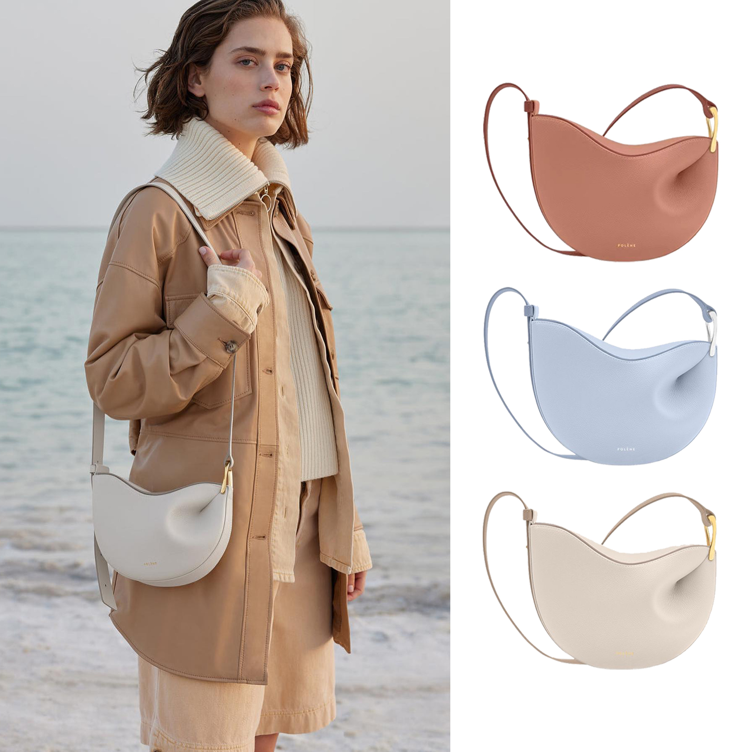 

High quality dumpling sac Polene tonca Clutch Bag handbag Womens mens pochette fashion polenes nano Genuine Leather Cross Body luxurys Totes Designer Shoulder Bags, Blue