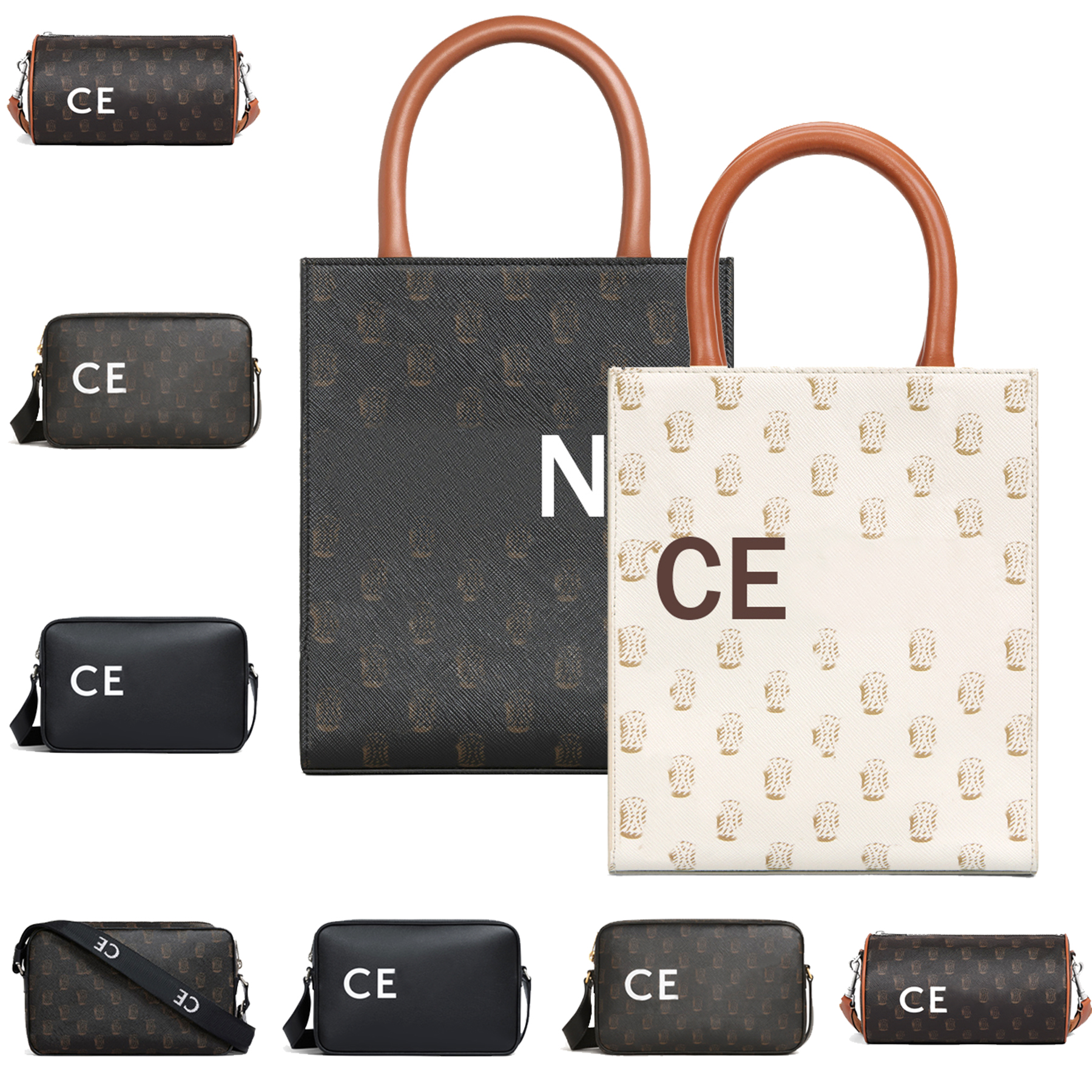 

Luxury fashion TRIOMPHE CANVAS CABAS satchel clutch bag Mens handbags celiny cylinder designer tote bag Women Genuine leather square white crossbody Shoulder bags, Cabas-mon0gram black