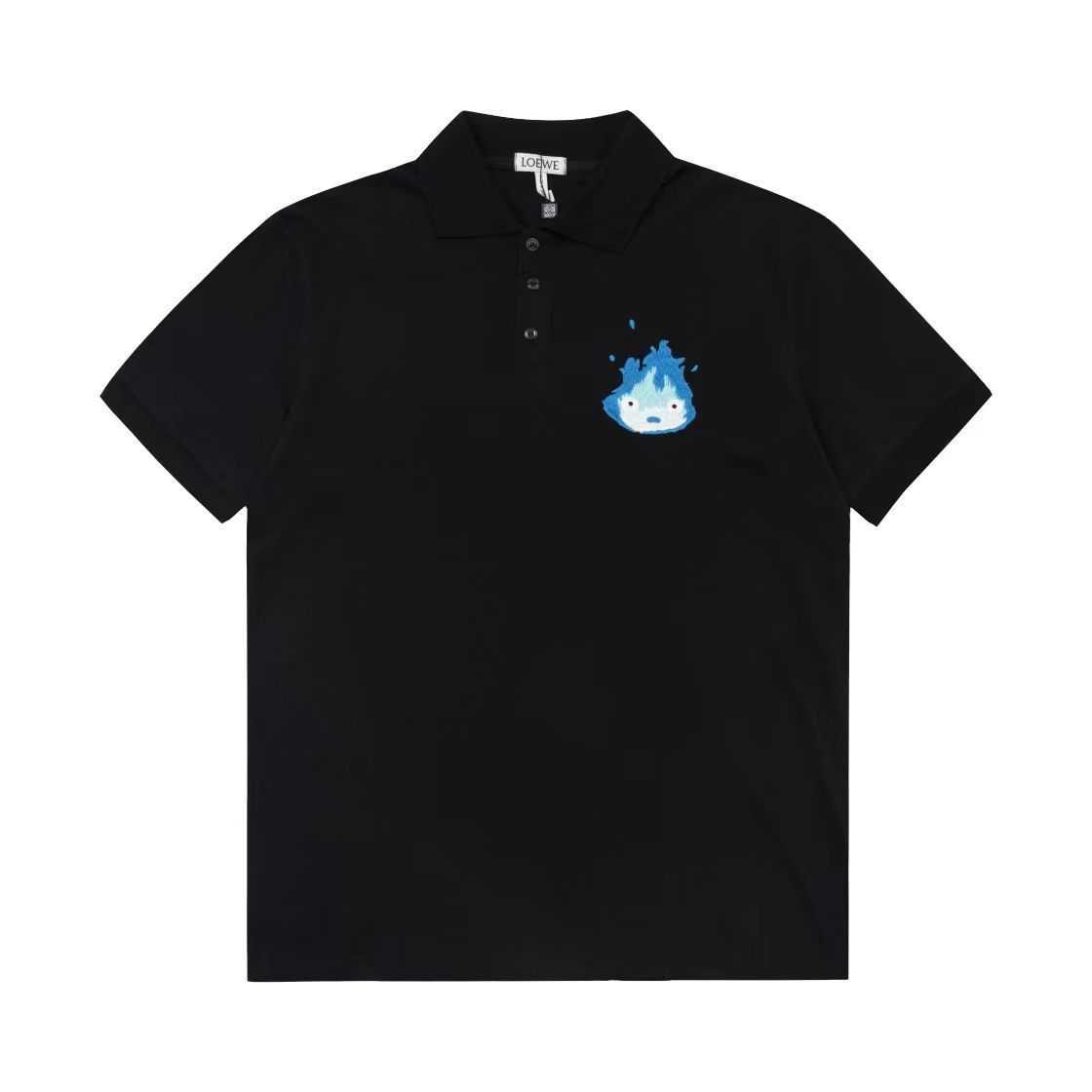 

Designer Fashion Clothing Mens Tees Polos Tshirts Loewe 23 Chaopai Summer Classic New Little Fire Man Kasifa Embroidery Short Sleeve Womens Net Red Loose Collar Polo, Black k472 # t