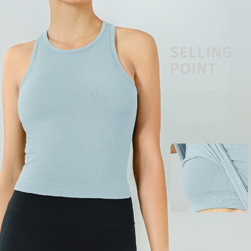 

LU-07 EBB yoga Same style yoga top with chest pad vest short breathable and quick drying exercise fitness, 01