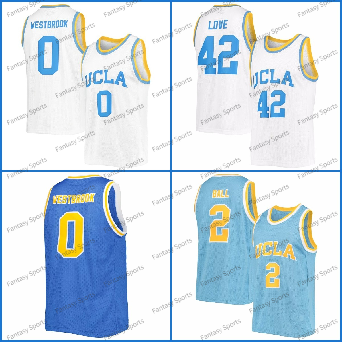 

UCLA Bruins Basketball Jersey 2 Lonzo Ball 42 Kevin Love Bill Walton 0 Russell Westbrook White Blue Stitched Mens College Basketball Jerseys NCAA, Stitched jersey