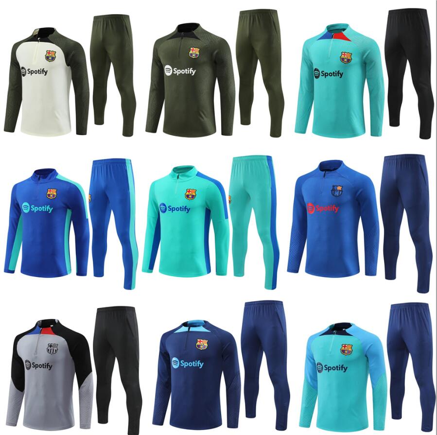 

kids 23 24 Barcelona Half Zipper Jacket Football TRACKSUIT training suit MEN soccer chandal futbol ANSU FATI MEMPHIS chandal jogging Survetement Tracksuits