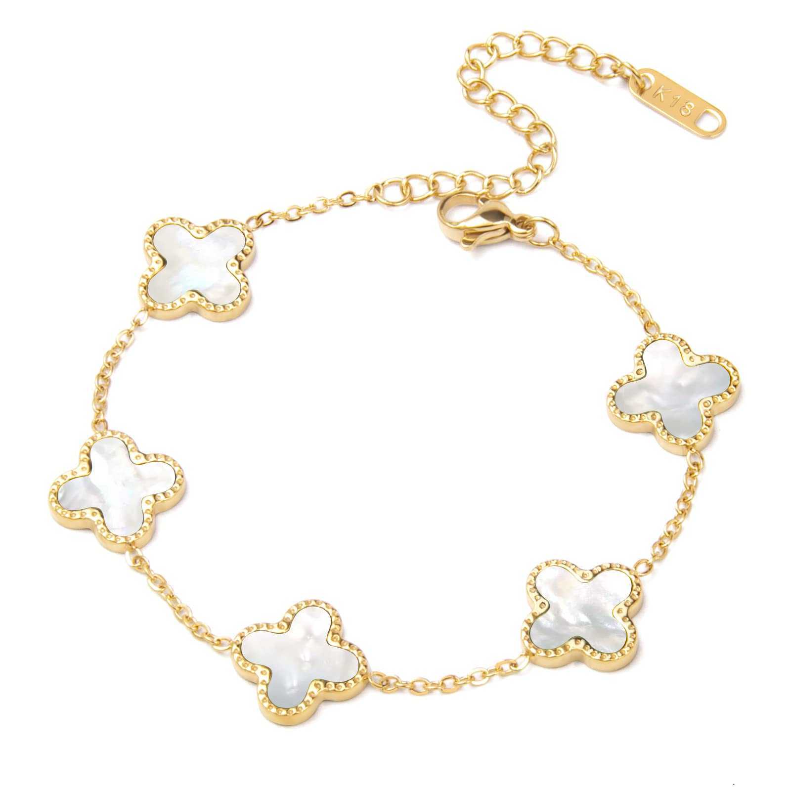 

Charm Bracelets Dainty Gold for Women 18k Plated Four Leaf Clover Bracelet Adjustable Chain Jewelry Gift Drop Delivery Ambl6