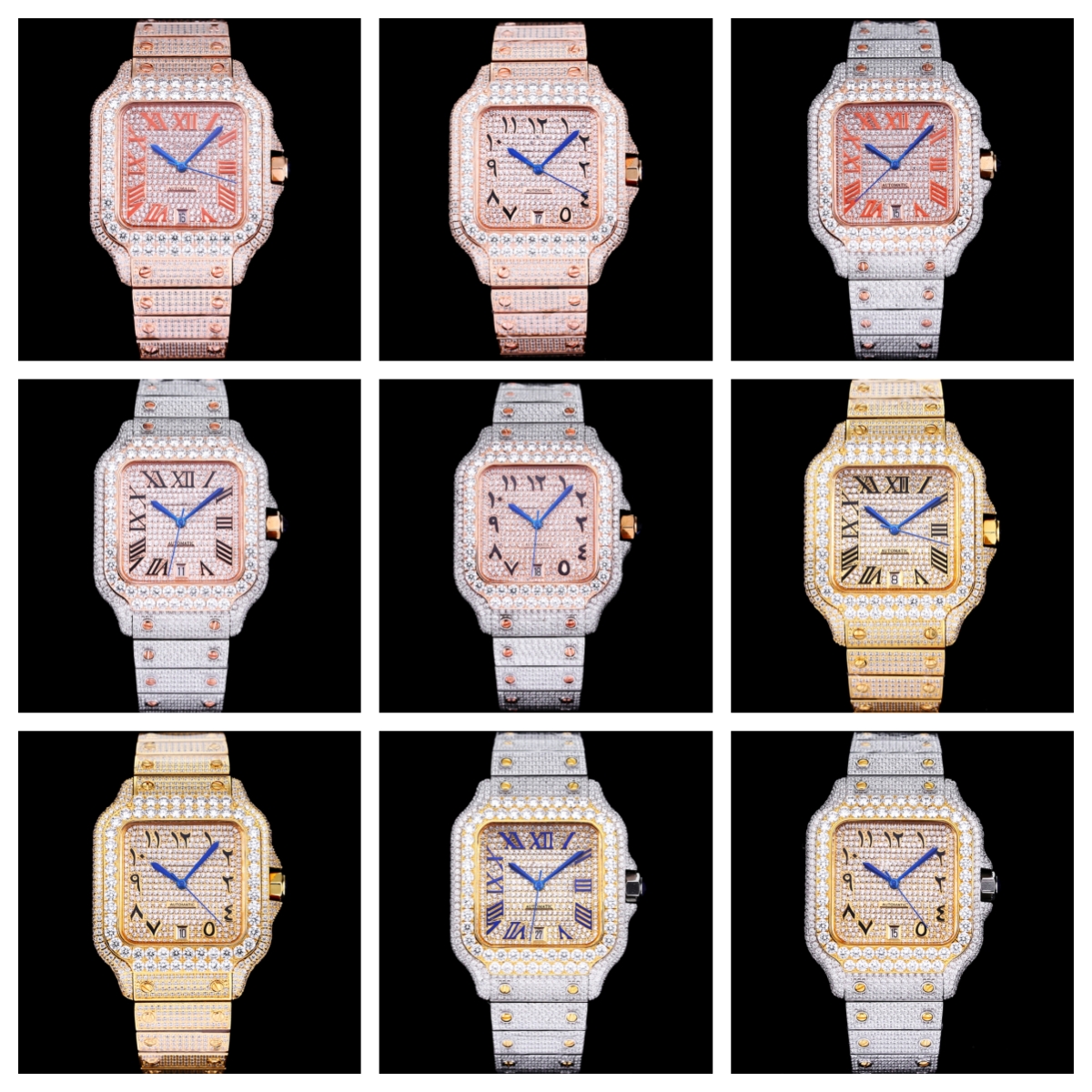 

Montre De Luxe diamond watch 40mm 8215 Automatic machine movement steel case mens watches Wristwatches 50m waterproof, As picture