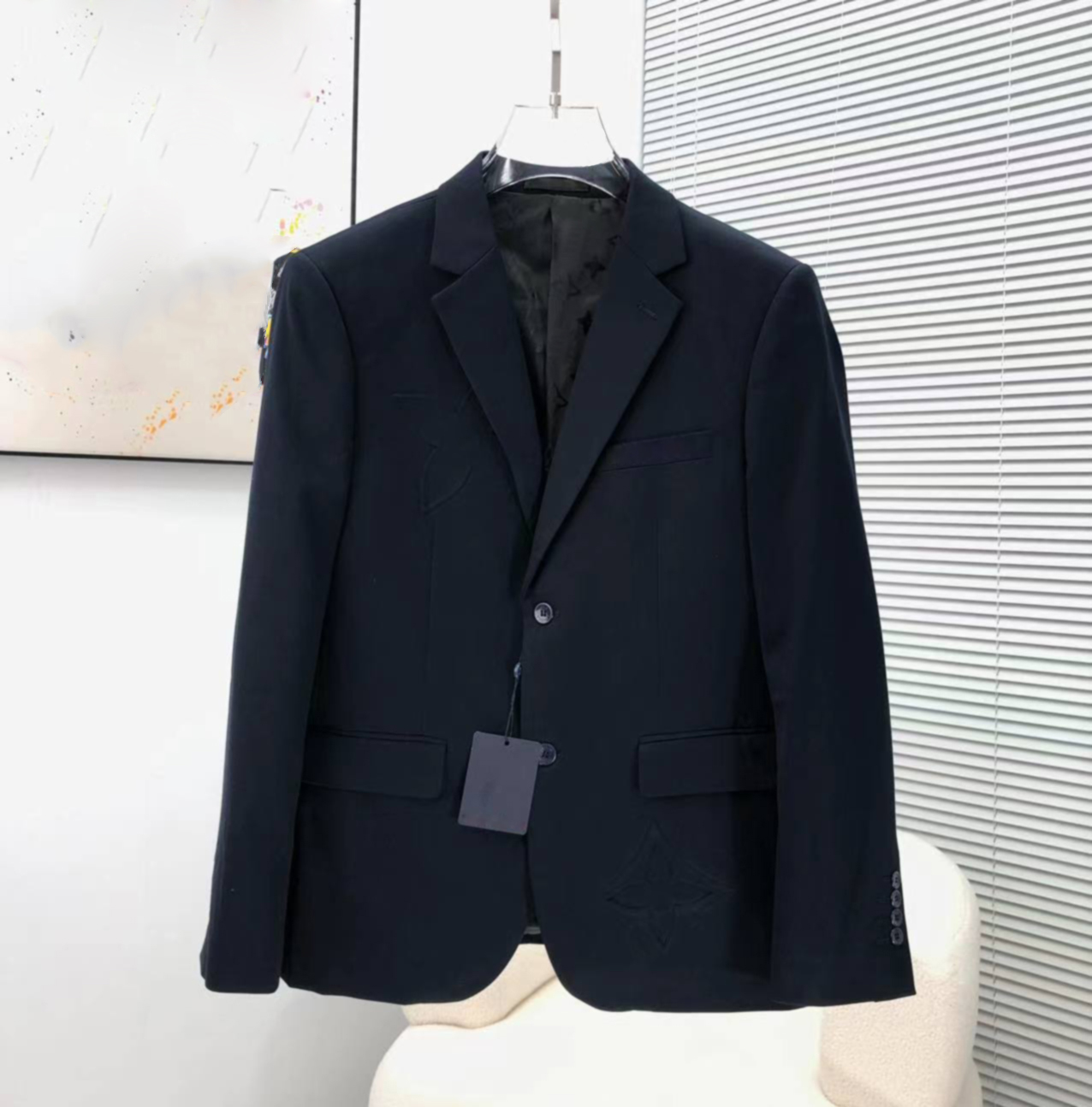 

Black Mens Blazers Letter Print Embroidery Long Sleeve Fashion Designer Blazer Jacket Party Business Casual Office Formal Men Suit Jacket, 12