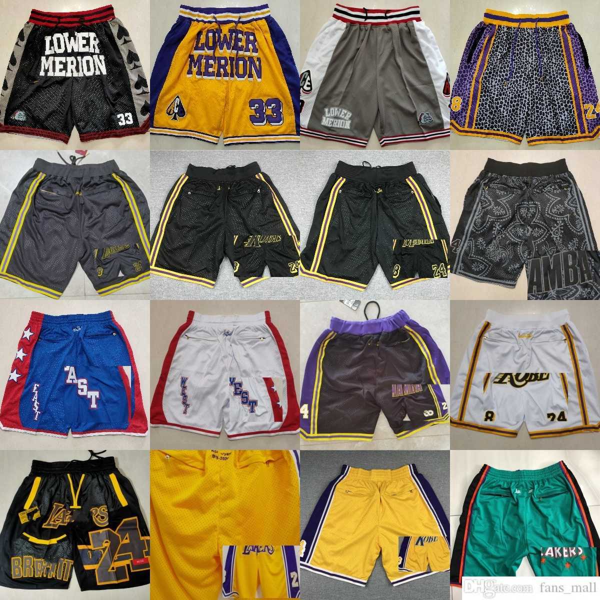 

XS- Just Don Basketball Shorts Classic Los 24Angeles 8 BlackMamba With Pocket Breathable Beach Short Hip Pop Sweatpants East West All-stars Lower Merion College, Justdon (with 4 pocket)
