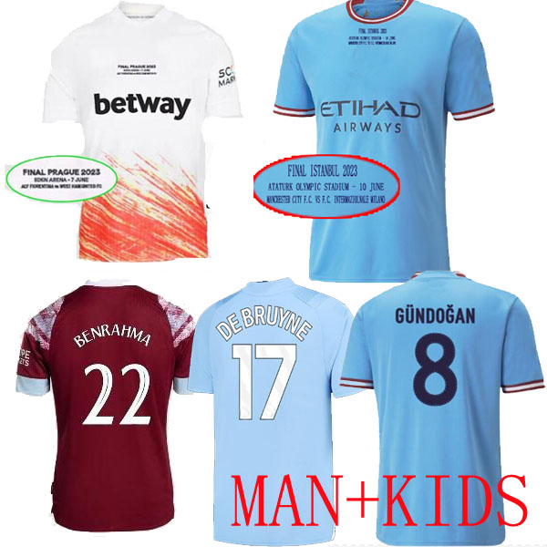 

22 23 BOWEN RICE SCAMACCA MANS CITIES Soccer Jersey FINAL BENRAHMA HAALAND ANTONIO EMERSON 2023 football Shirt Mens AGUERD wEsT HaMs WHI DE BRUYNE MANCHESTERS, Home man 1