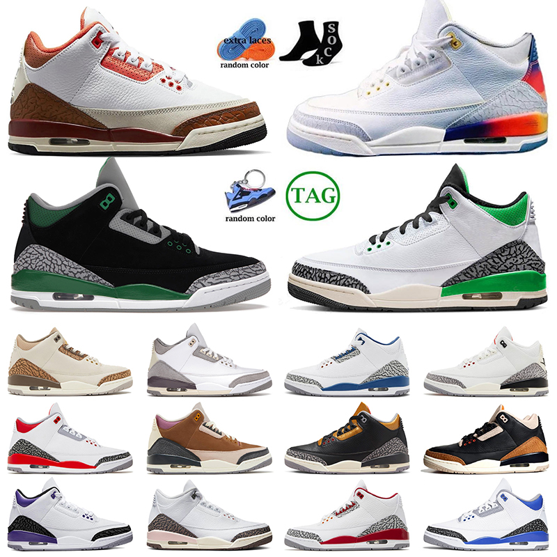 Haute Qualité 3s J Balvin Chaussures de Basketball pour Hommes Femmes Jumpman 3 Mars Pierre Feu Cardinal Rouge Rouille Rose Moka Foncé Lucky Pine